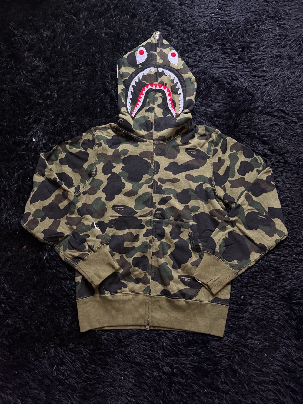 Green camo bape zip up